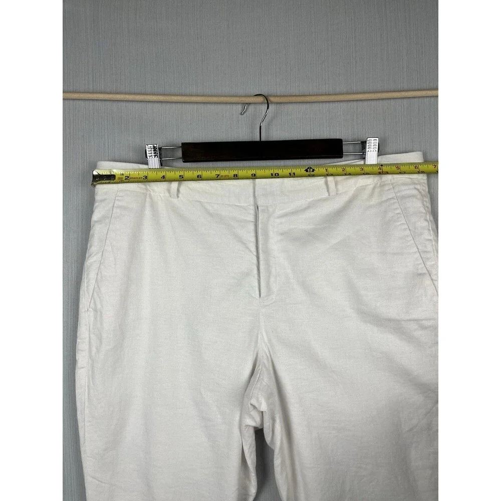 Avery White Linen Ankle Trouser Banana Republic Factory Sz 14 EUC Capsule Resort
